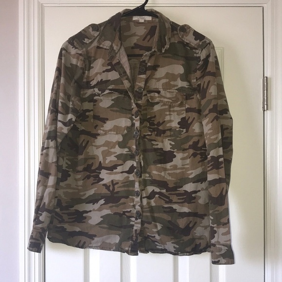 Iris Camouflage Long Sleeve 100% Cotton Button Up Collared Shirt Size Small - Picture 1 of 6